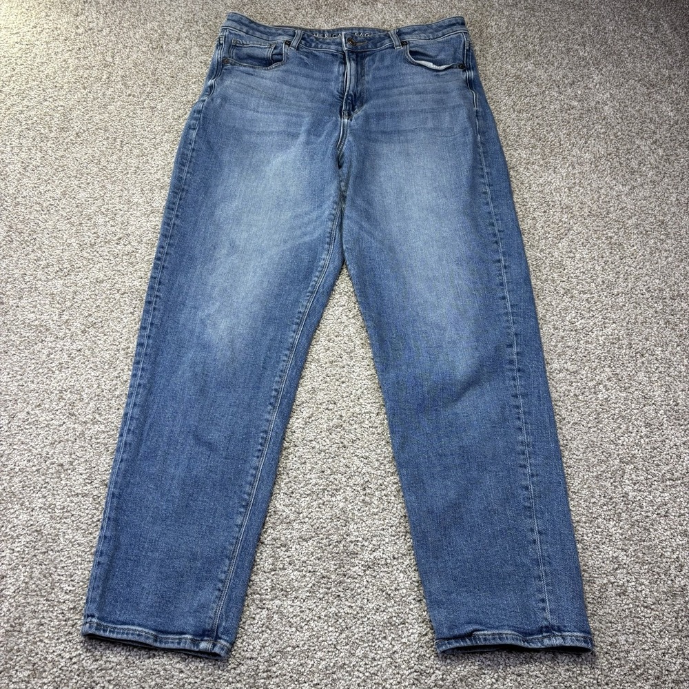 American Eagle Mom Jeans Womens 10 Blue Med Wash High Rise Stretch Denim
